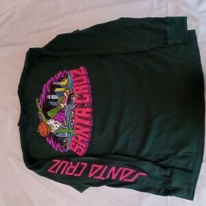 Santa Cruz Skateboards Green and Pink Long Sleeve Tee